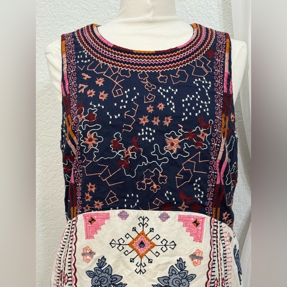NEW Anthropologie Akemi & Kin Embroidered Southwestern Tribal Boho Dress Size 14 - Picture 5 of 16